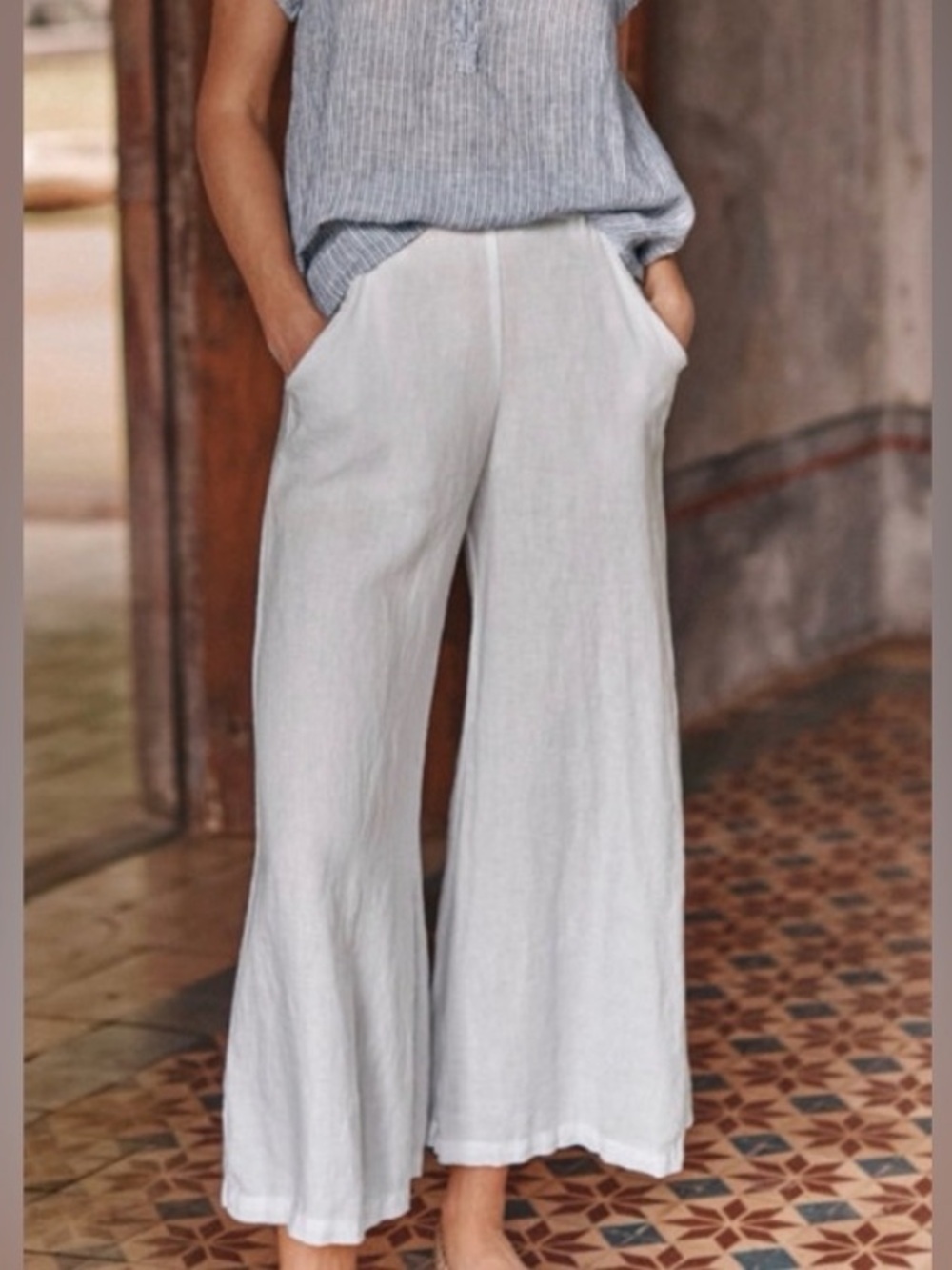 CP Shades Wendy Linen Pants White Size Small Vacation Neutral Beach Minimalist